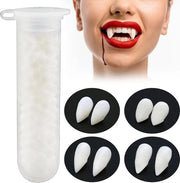 4 paia di denti vampiristici - misure personalizzate - protesi dentaria - pelletti di fissaggio - costume di demonio strega Halloween