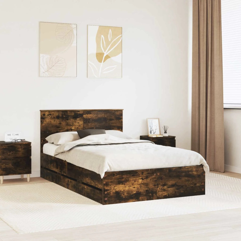 Struttura del letto con cassetto Rovere fumé 120 x 190 cm 3408002