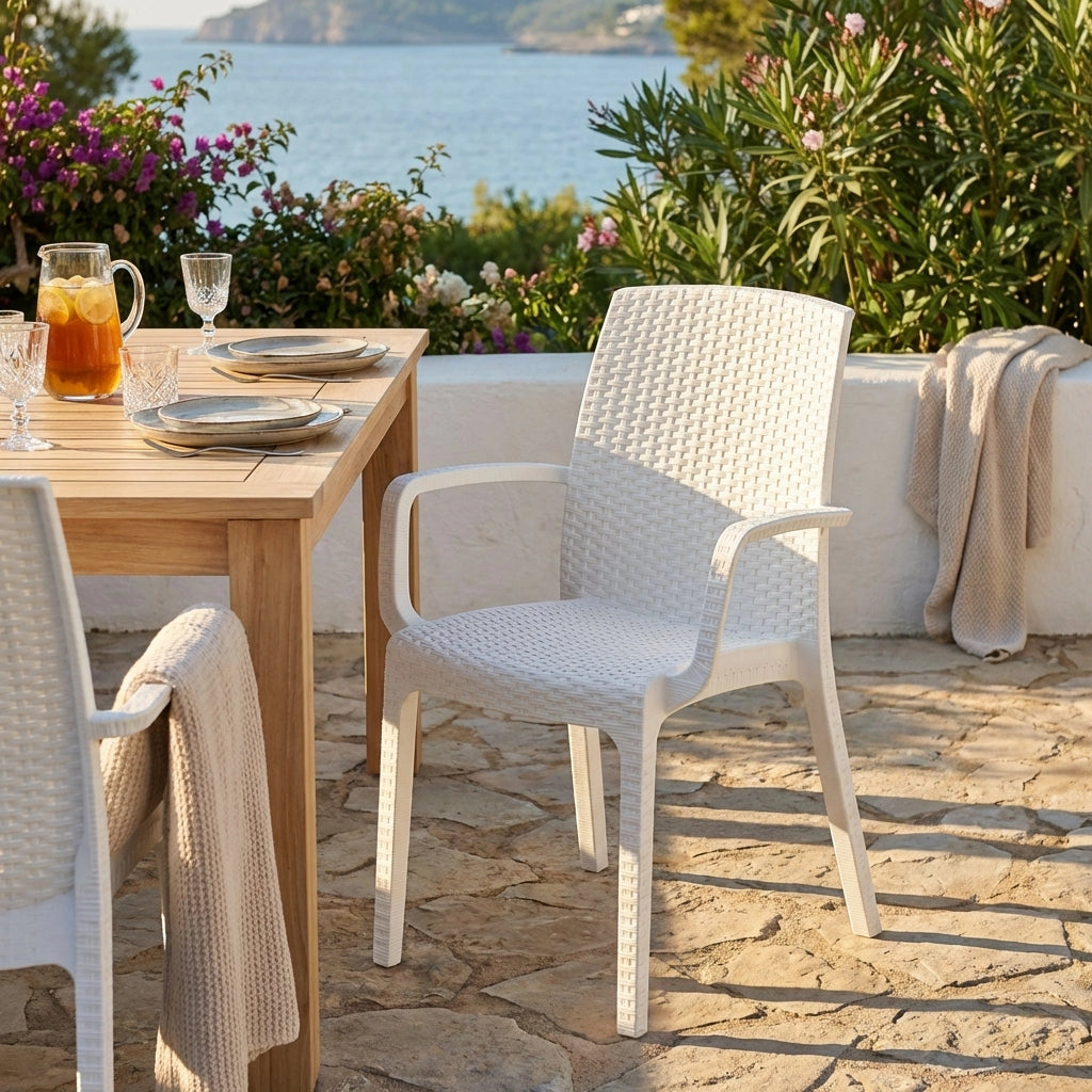 Poltrona da Giardino Impilabile in Wicker cm 57x59x86 - VIRGINIA