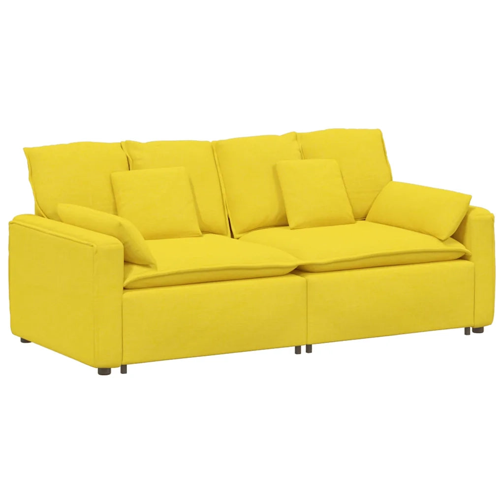 Divano Modulare con Cuscini-Sofa Modulare-Divanetto Giallo Chiaro