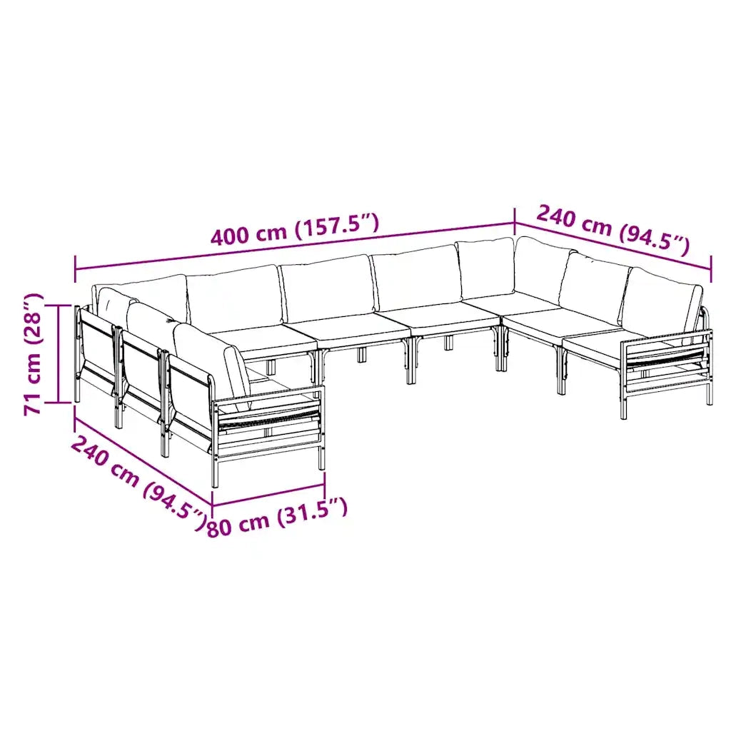 vidaXL Set Divano da Giardino 9 pcs Antracite Acciaio