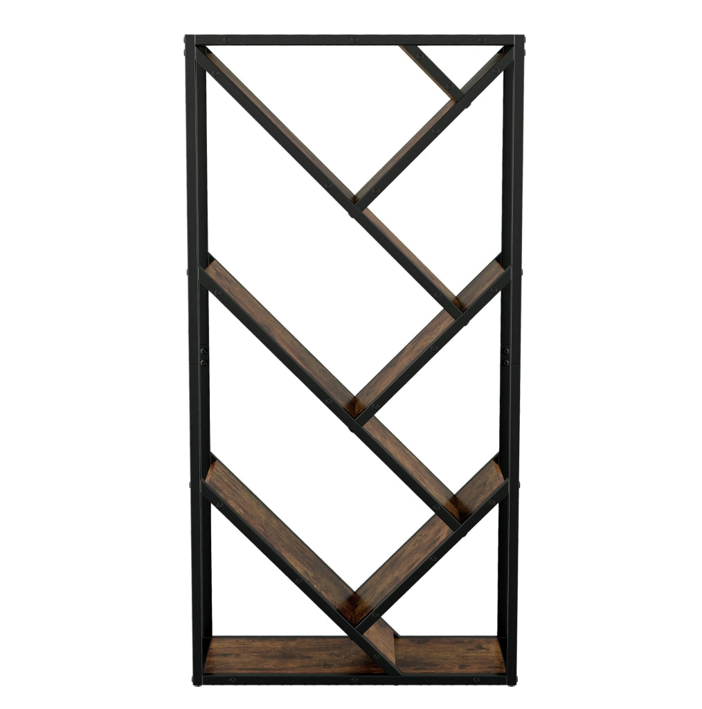 Libreria a colonna 80x35x160 cm nera e marrone - design ad albero antiribaltamento