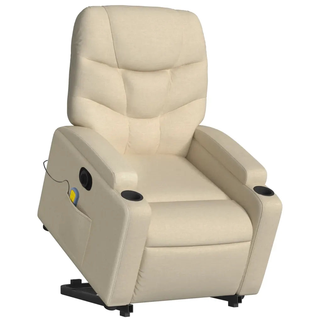 Poltrona Alzapersona Massaggiante Elettrica Crema in Tessuto 3204641