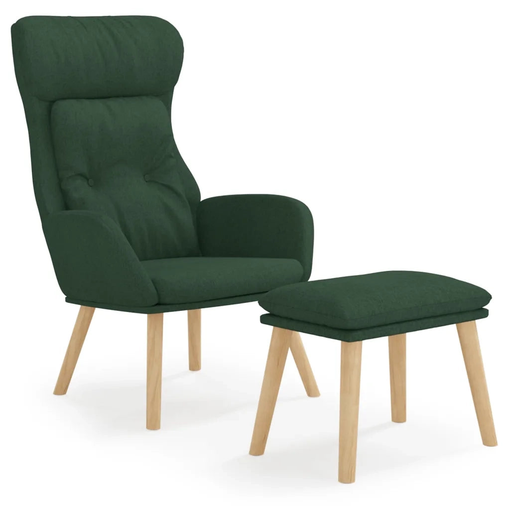 Poltrona Relax con Poggiapiedi Verde Scuro in Tessuto 3097755