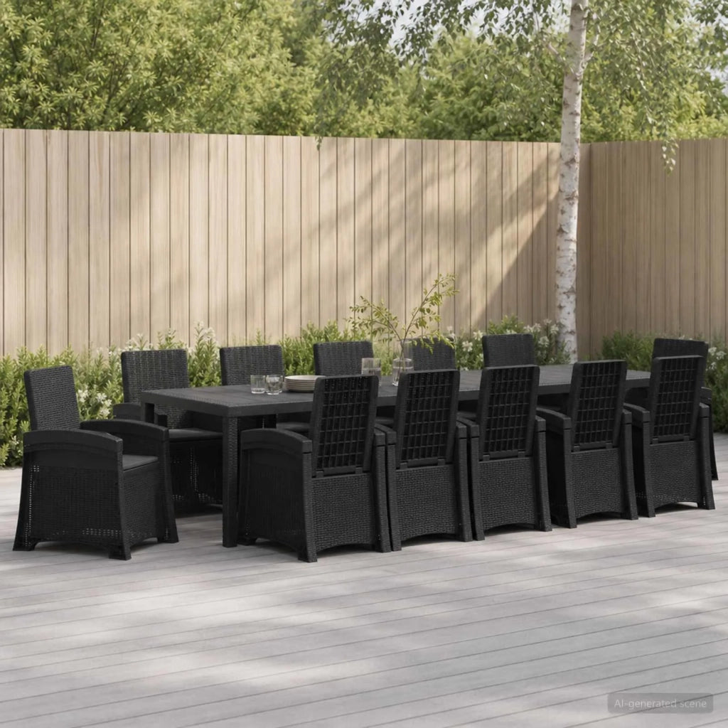 Set da Pranzo per Giardino 14 pz Antracite PP 3430184
