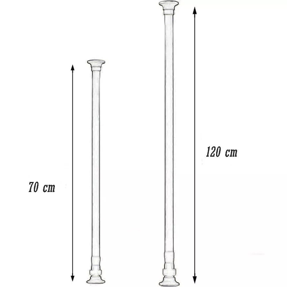 Trade Shop - Bastone Silver Estensibile Asta Appendiabiti Tende Regolabile Da 70-120 Cm 59408 -