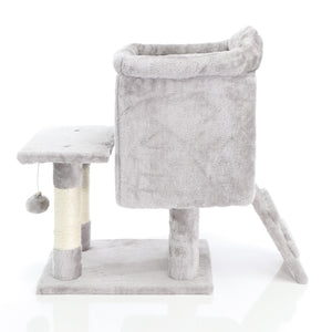 Fudajo Albero tiragraffi grigio chiaro 60cm con casetta per gatti, tronco e sisal