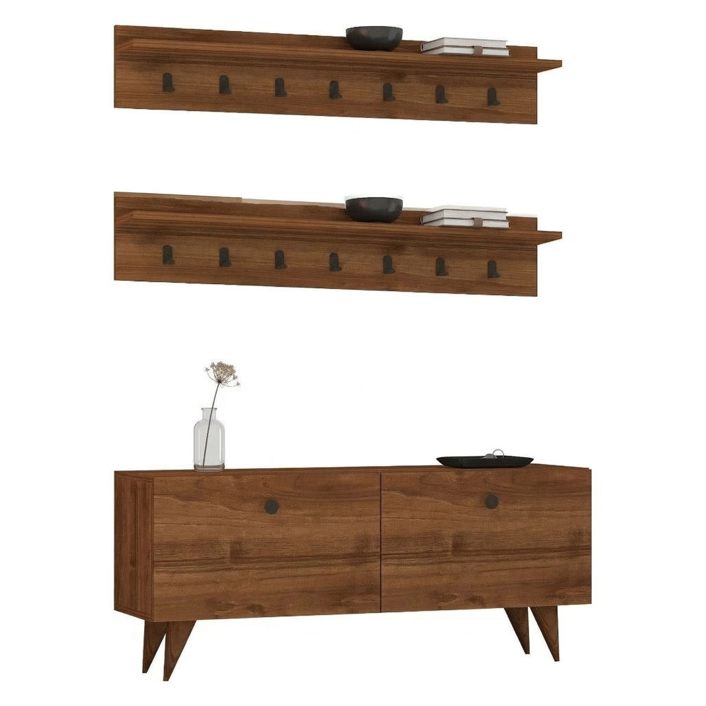 Serina, Mobile da Ingresso Appendiabiti, 113x35x49h cm Marrone Noce