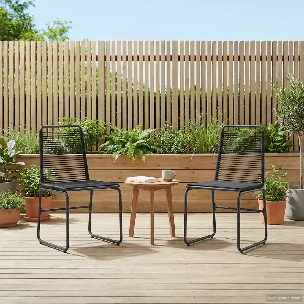 Sedie da giardino 2 pcs Nero 48 x 55 x 89,5 cm Rattan 42025096
