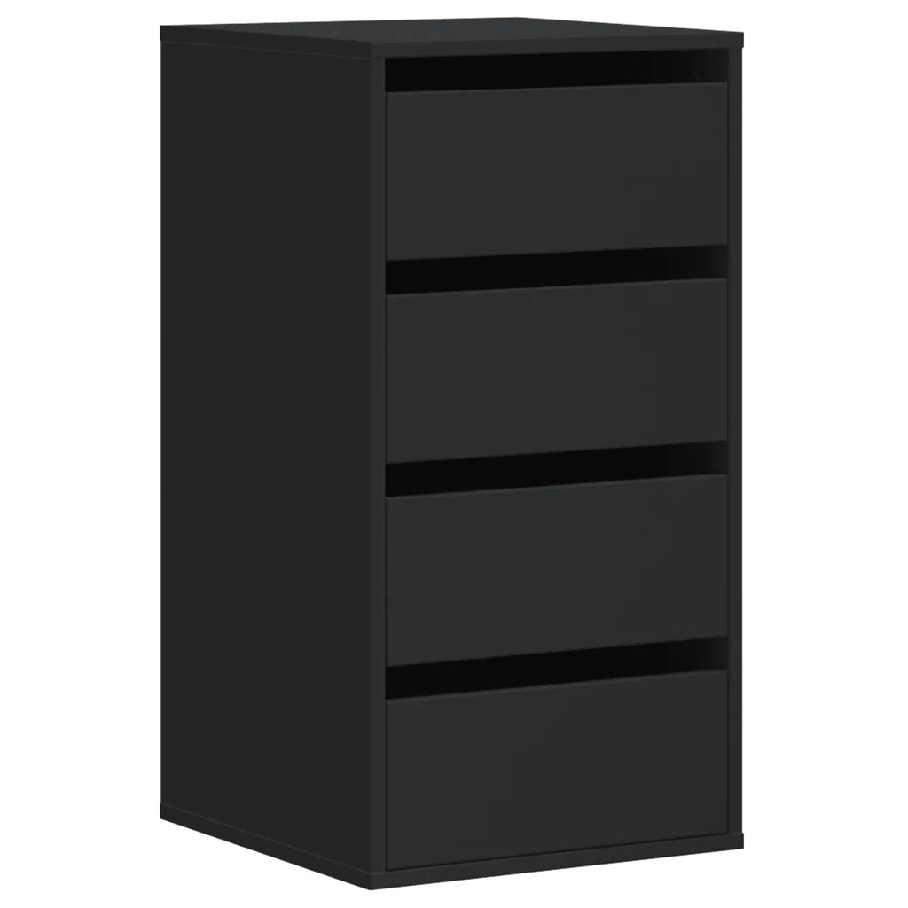 Cassettiera Angolare Nera 40x41x76 cm in Legno Multistrato