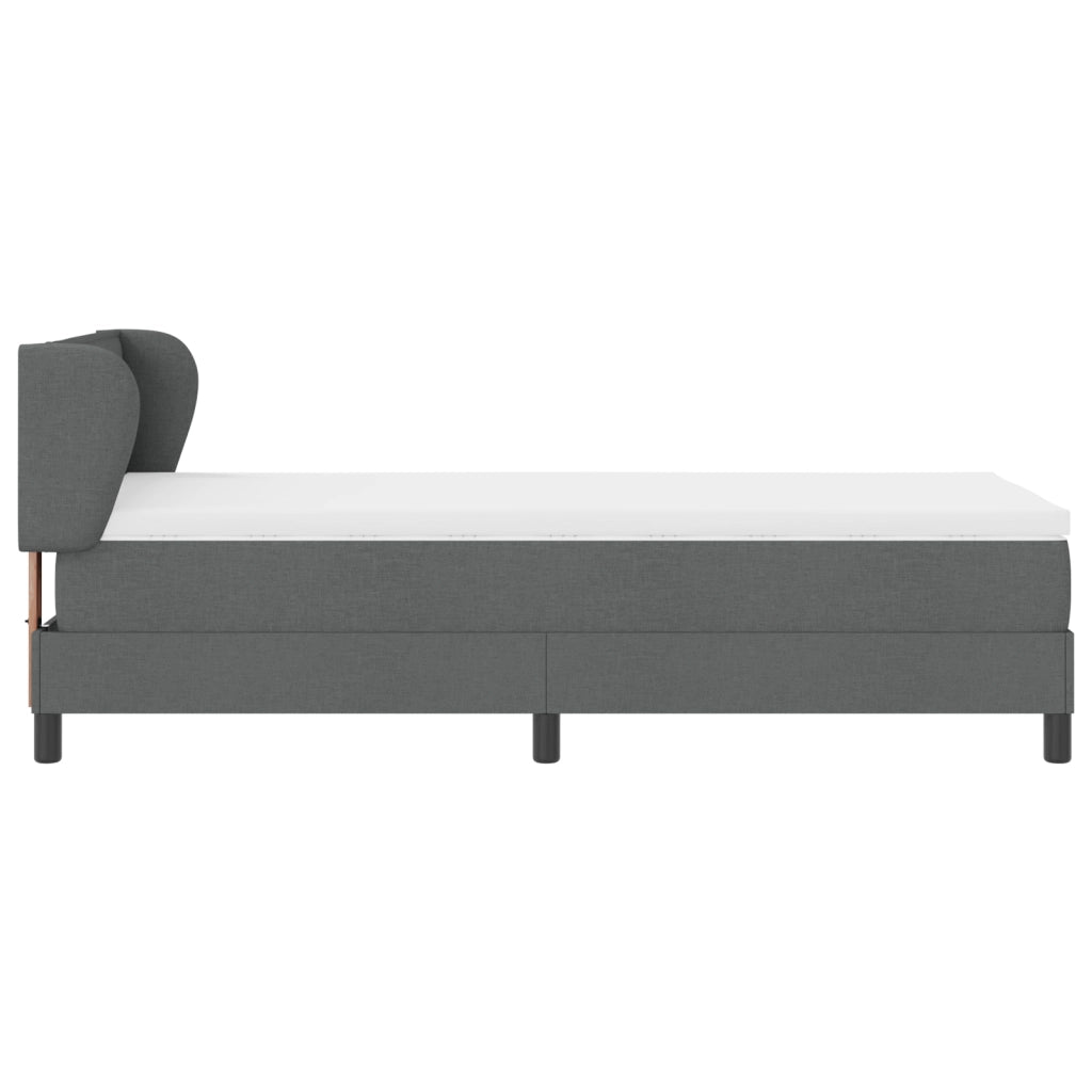 Letto a molle con materasso  - Grigio scuro, 90x190 cm, Tessuto