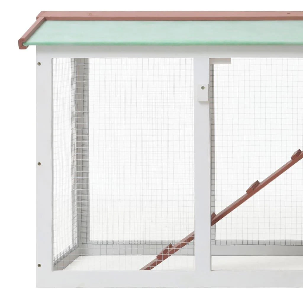 Grande conigliera da esterno 145 x 45 x 85 cm in legno marrone e bianco 02_0000606