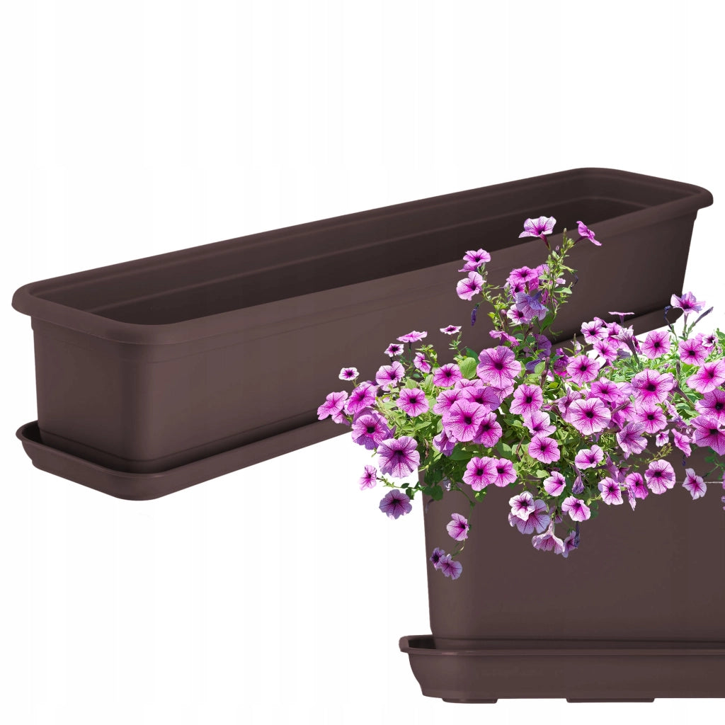 Vaso da fiori rettangolare KADAX per balcone, 80 cm con supporto in plastica.