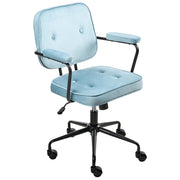 Sedia da ufficio in velluto azzurro girevole con altezza regolabile e freno di sicurezza ufficio di casa studio