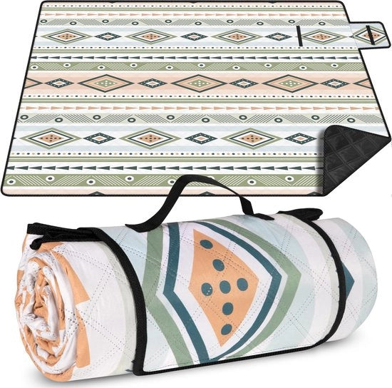 Picknickkleed da Esterno, 200 × 200 cm, Matrimoniale e Impermeabile, Asciugabile e Portatile, Ideale per Bambini, Barbecue, Picnic, Spiaggia, Parco, Viaggi e Campeggio