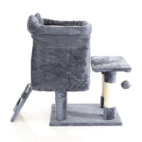 Fudajo Albero tiragraffi grigio scuro 60cm con casetta per gatti, tronco e sisal