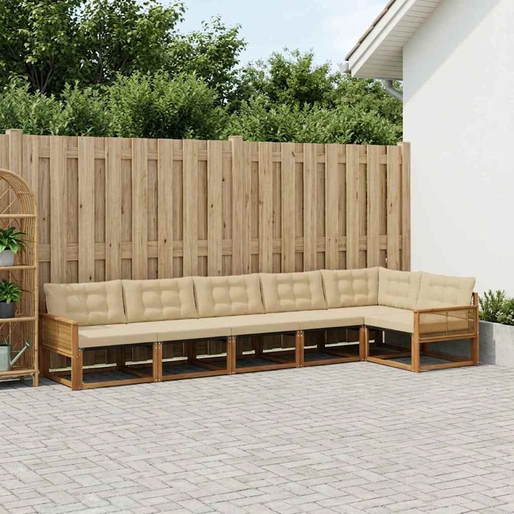 Set di divani da esterno 6 pz Naturale e Beige 3381461