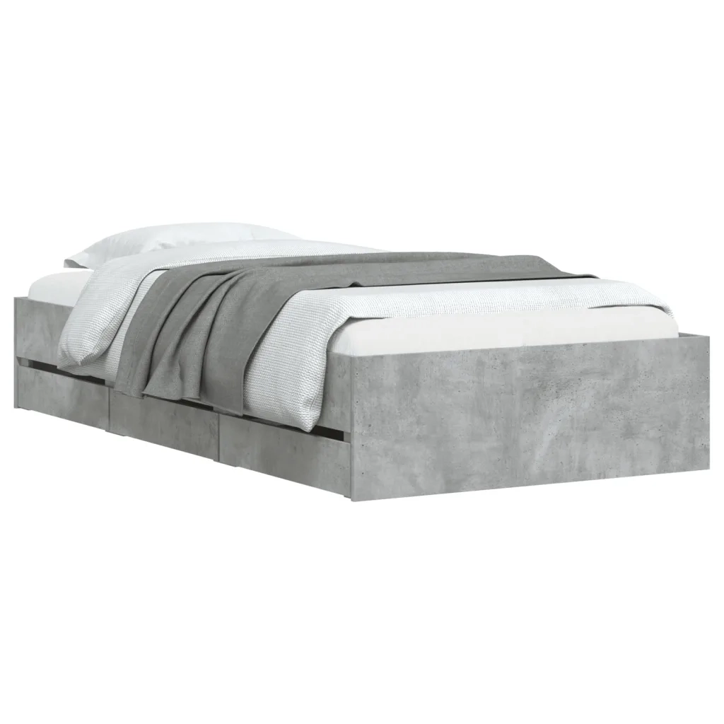 Giroletto Cassetti-Struttura Letto con contenitore Grigio Cemento 90x200 cm Legno Multistrato 486121