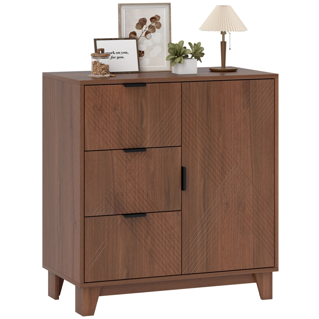 Buffet credenza con ante, 3 cassetti e ripiano regolabile ¨C zephmum ¨C marrone 75x39x80 cm