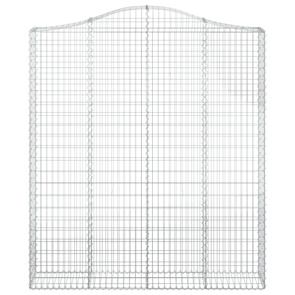 Cesto gabbione recinzione a gabbia muro di contenimento ad arco 200 x 30 x 220/240 cm ferro zincato argento 02_0040007