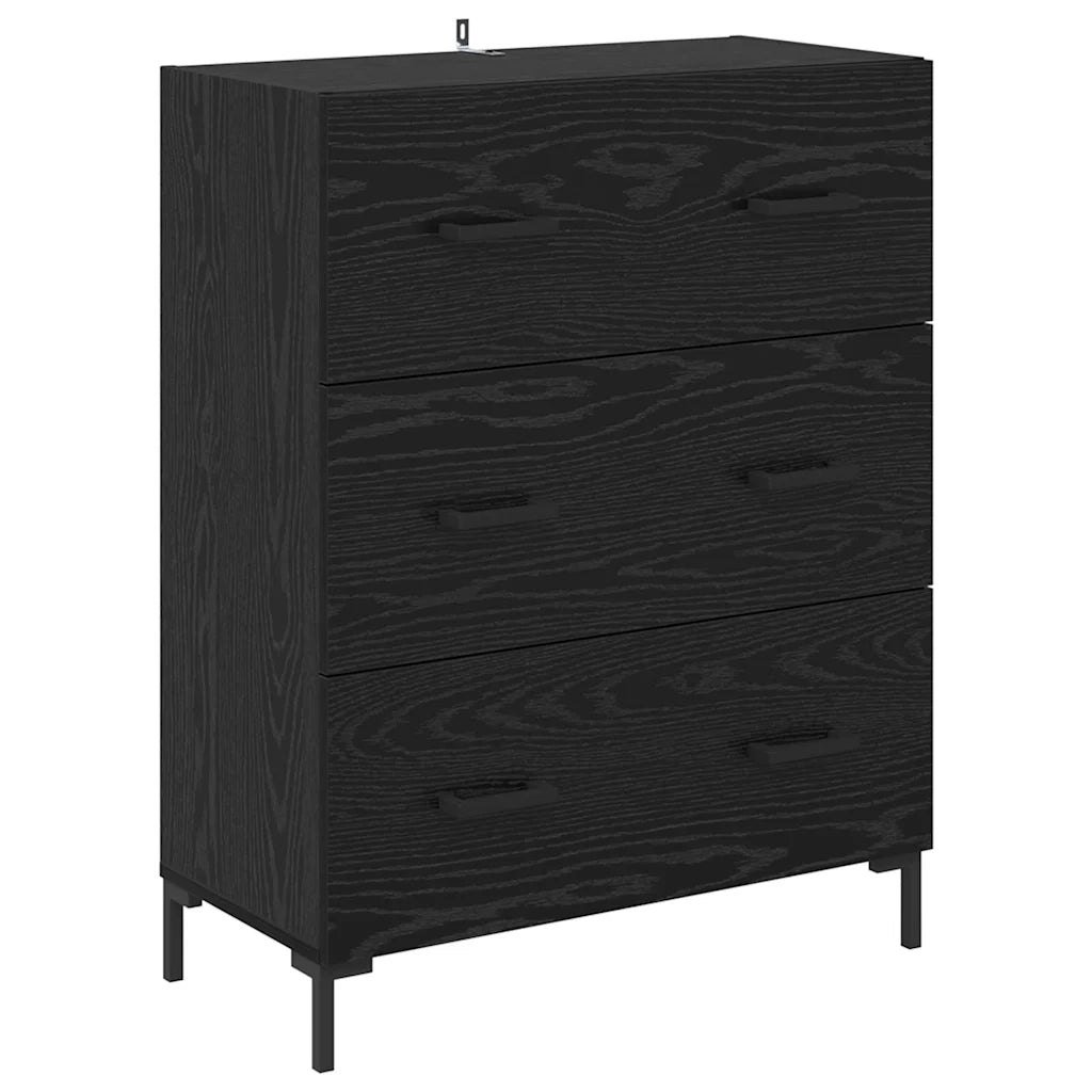 Credenza con cassetto 2 pcs Rovere Nero Legno multistrato 3416150