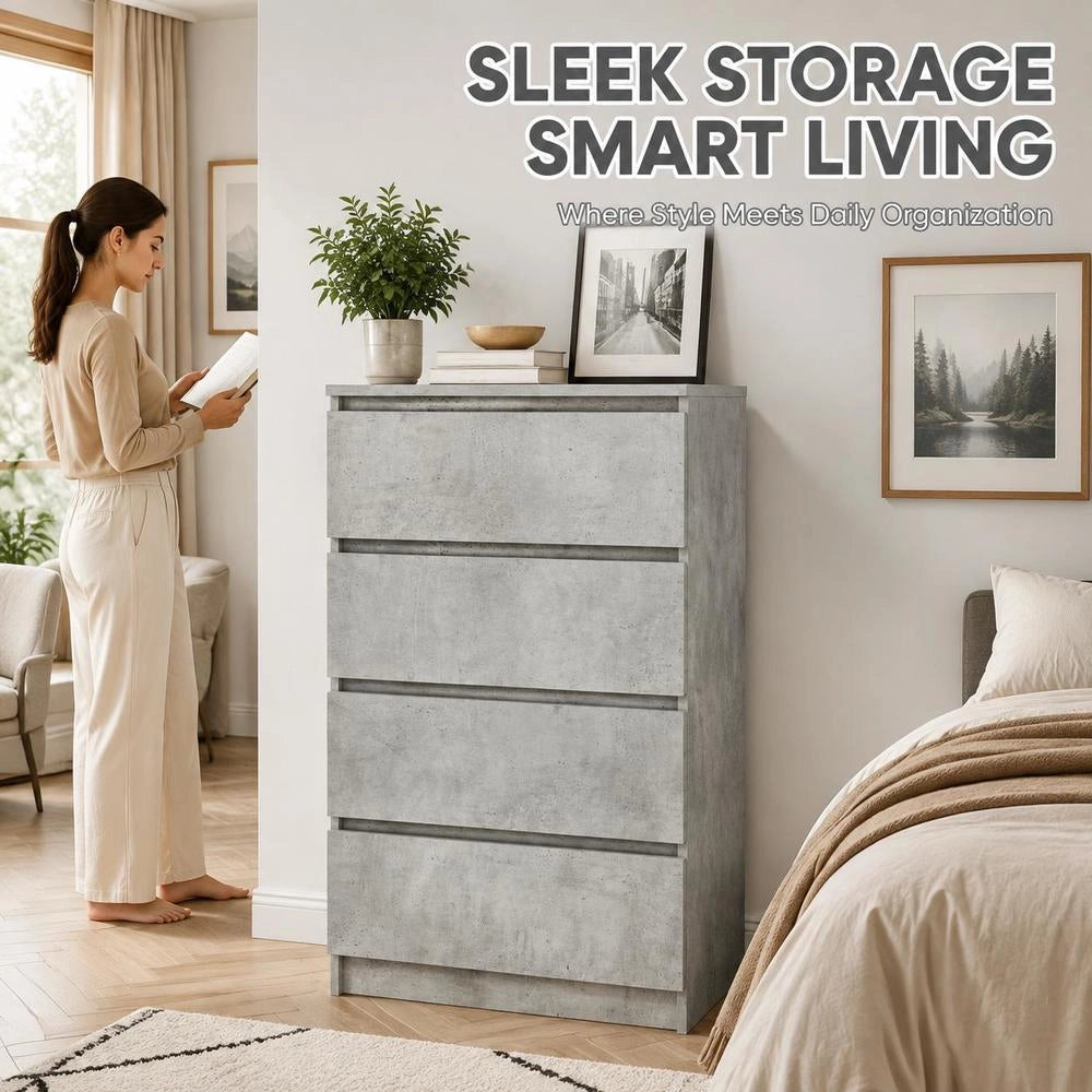Sideboard Concrete Grey 60x35x98.5 Cm Wood-based Material
