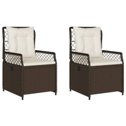 Sedie da Giardino Reclinabili 2 pz | Sedie da Esterno Marrone in Polyrattan