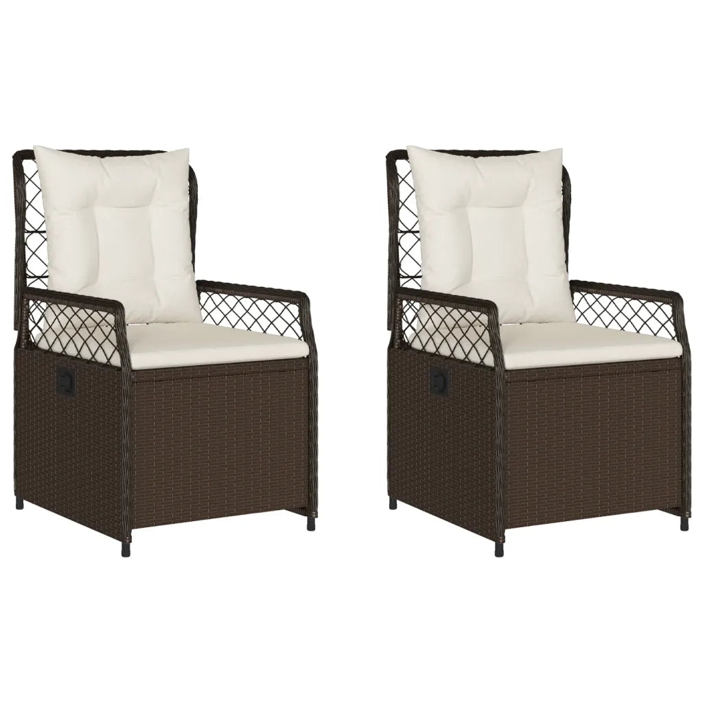 Sedie da Giardino Reclinabili 2 pz | Sedie da Esterno Marrone in Polyrattan