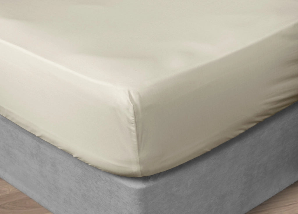 Lenzuola Sotto Con Angoli In 100% Cotone Percalle In Tinta Unita - 1 Piazza e Mezza - Beige