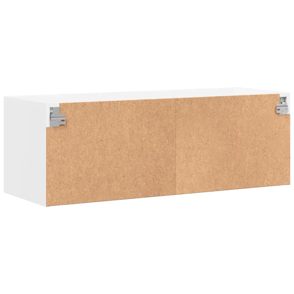 Armadietto a Muro | Mobile a Muro con Ante in Vetro Bianco 102x37x35 cm