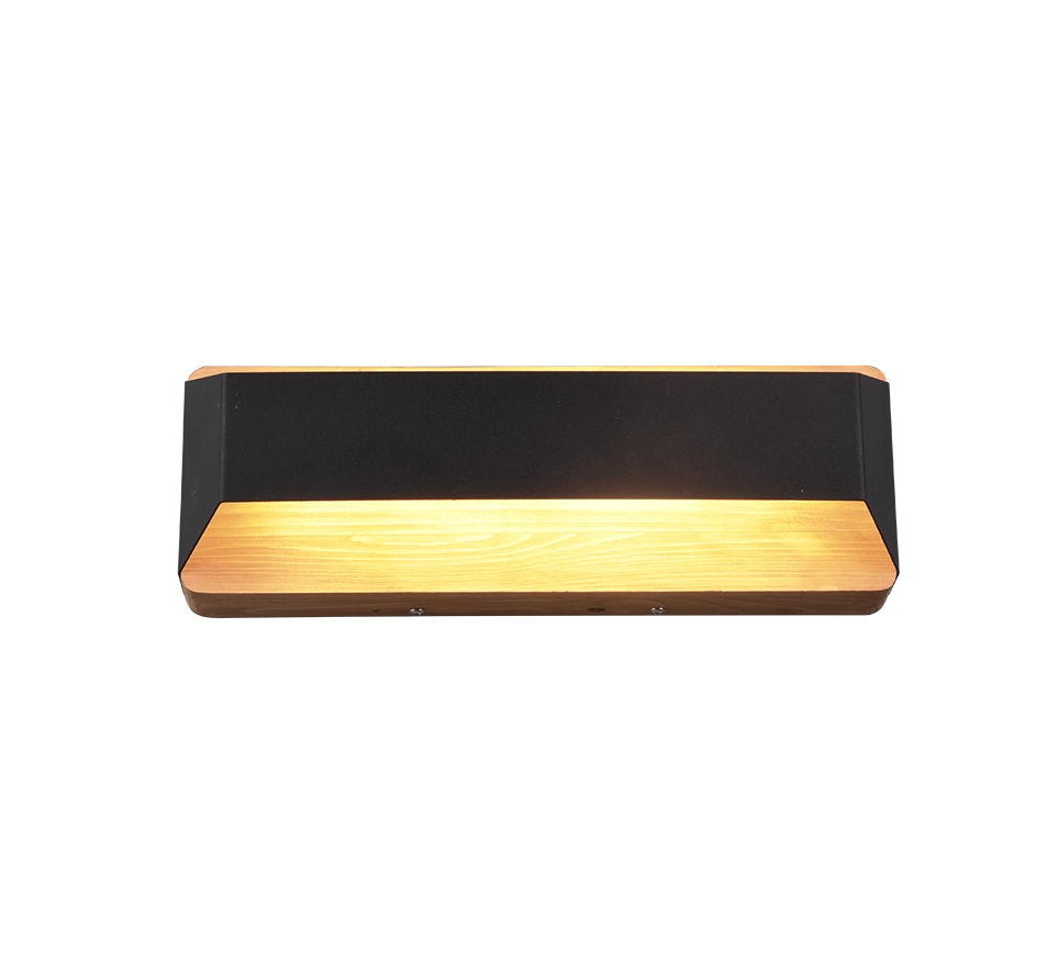 Applique LED bi-emissione, nero e naturale, 35x12 cm, Arino