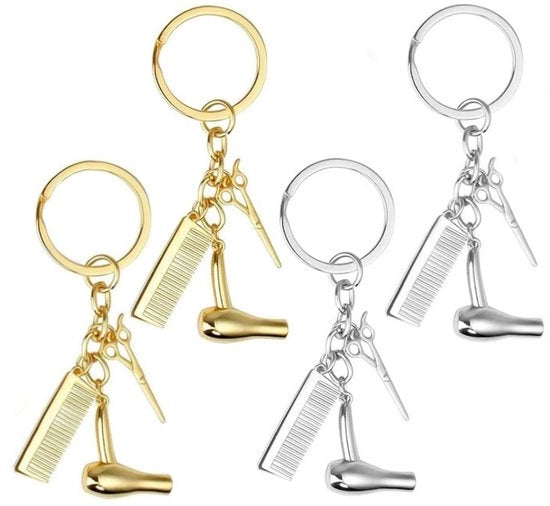 Sistema di Appesi Chiavi 4 Pezzi - Appesi Chiavi in Oro/Argento - Materiale di Alta Qualità - Resistente all'Ossidazione/Duraturo - Per Auto/Portafoglio/Bagagli - Appeso Chiavi con Anello
