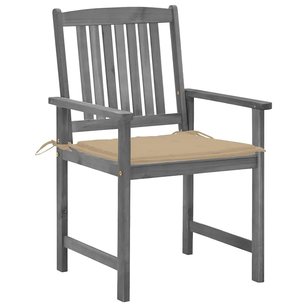 Sedie da Giardino con Cuscini 4 pz in Massello di Acacia Grigio 3061228