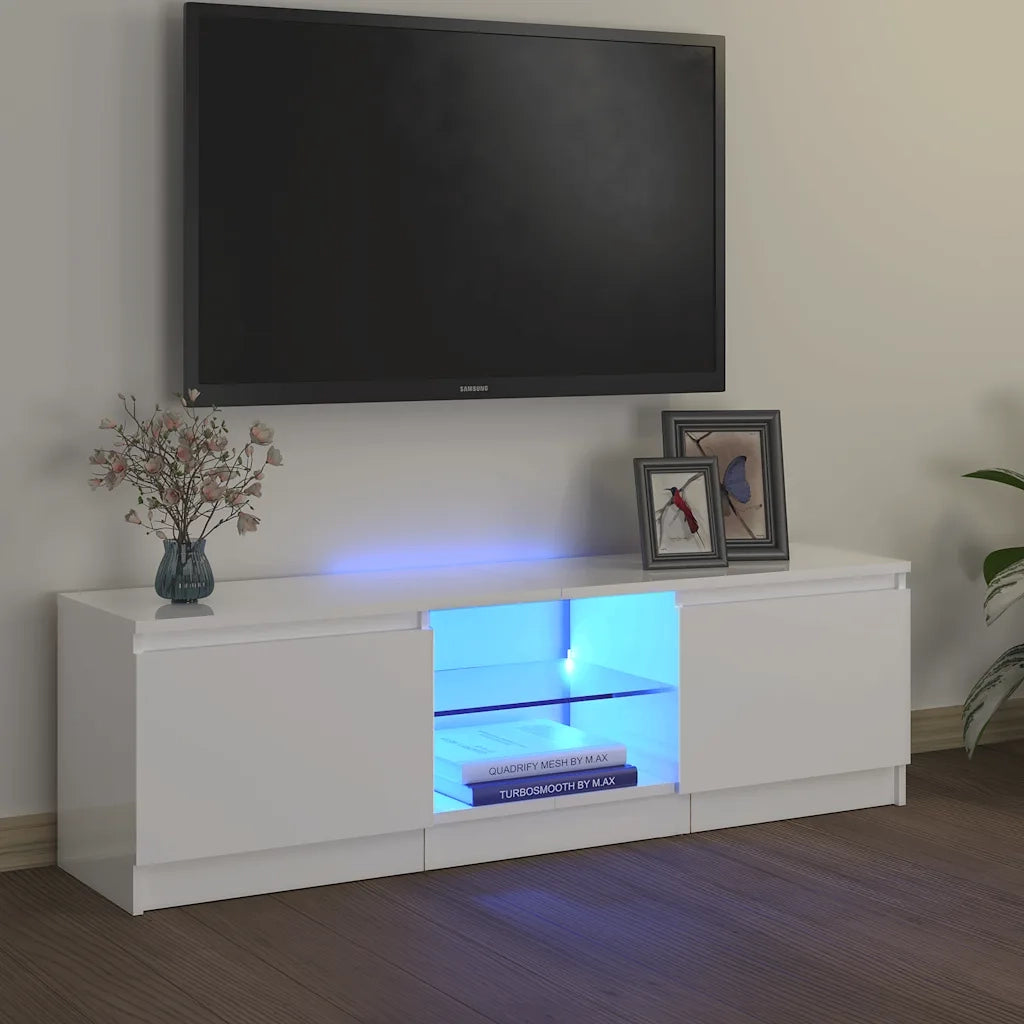 Mobile Porta TV con Luci LED Bianco Lucido 120x30x36 cm 804289