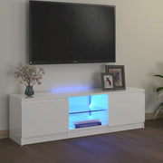 Mobile Porta TV con Luci LED Bianco Lucido 120x30x36 cm 804289