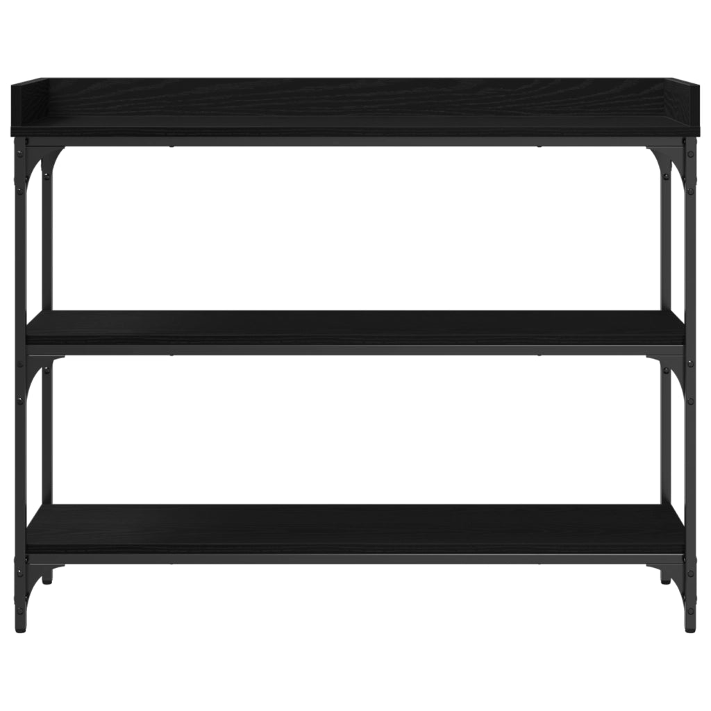 Tavolino Consolle Nero Rovere 100x30x80 cm Legno Ingenerizzato e Acciaio