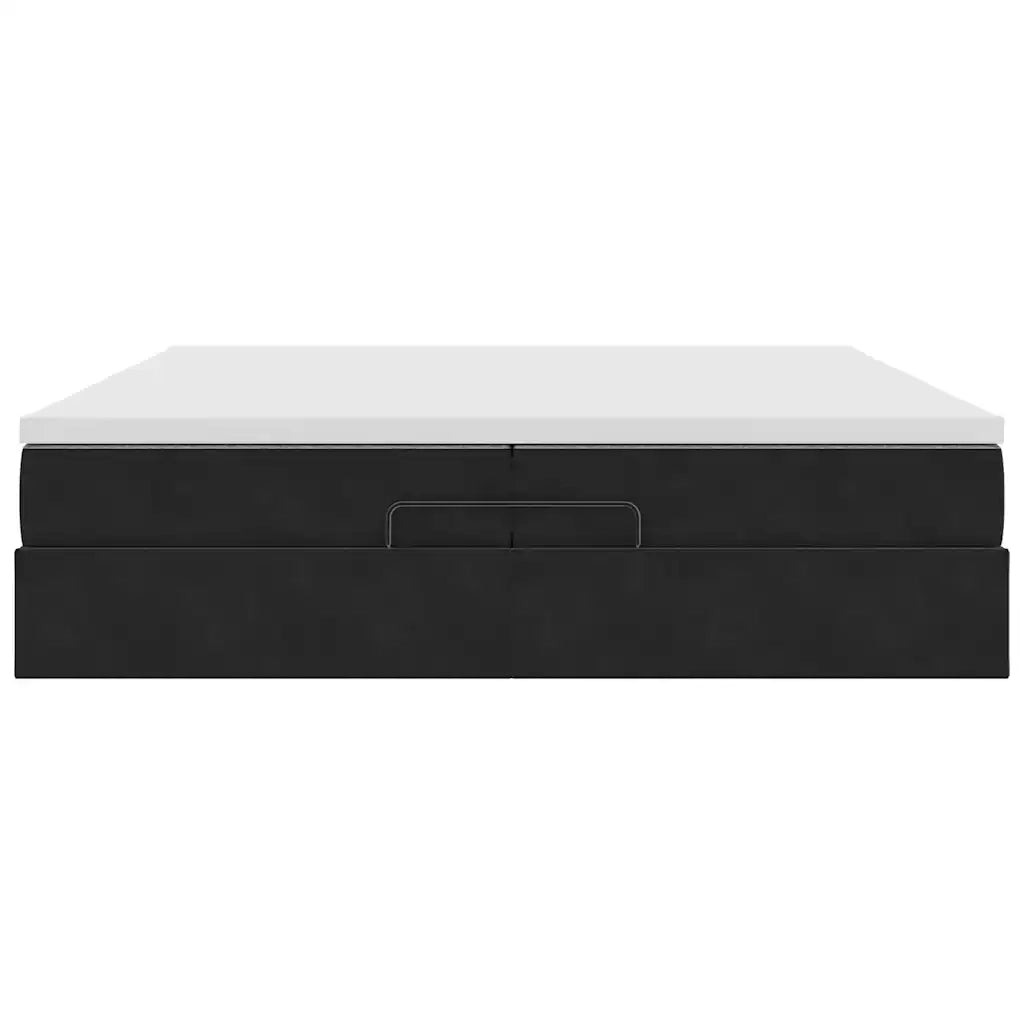 Struttura Letto Pouf con Materassi Nero 200x200 cm Velluto