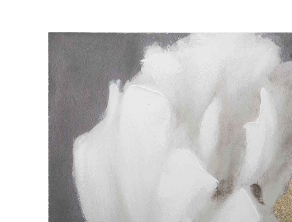 DIPINTO SU TELA WHITE/GOLD FLOWER CM  80X3,7X100