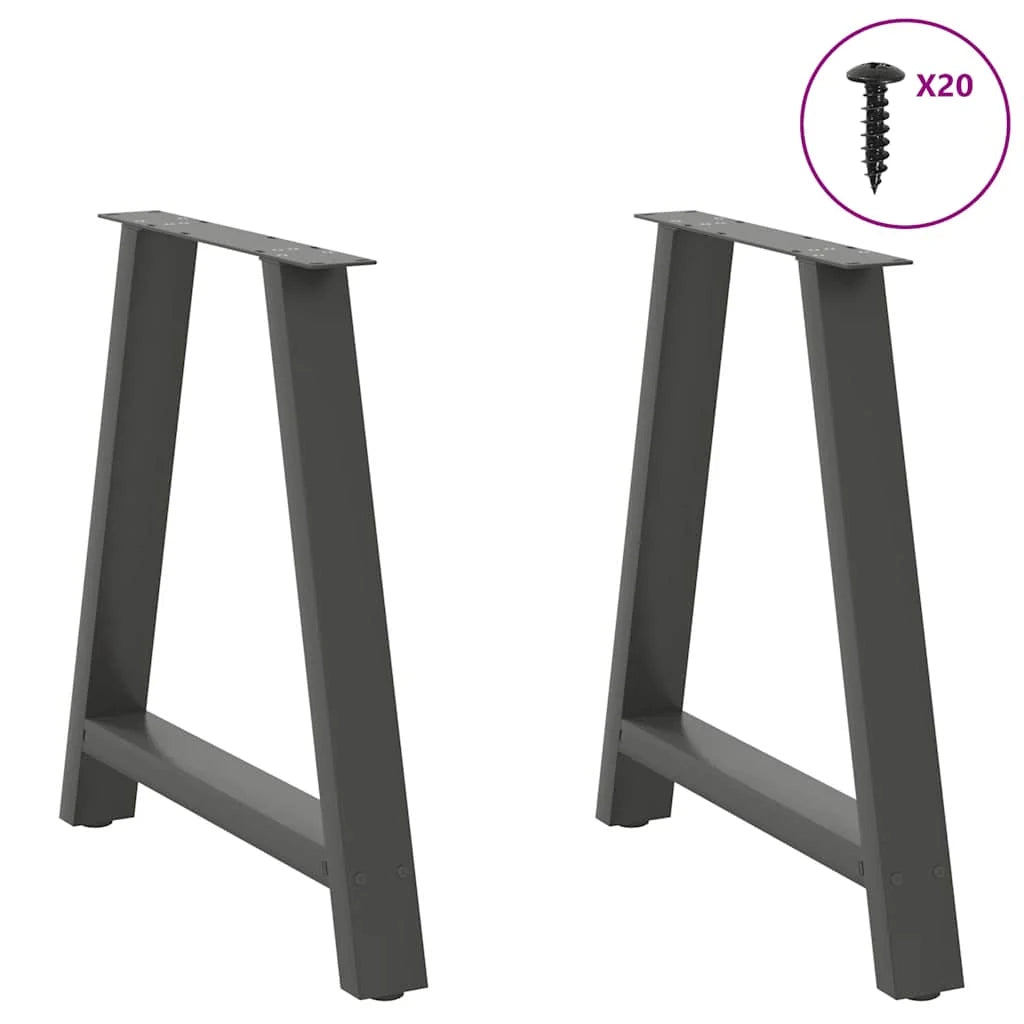 Set di 2 gambe regolabili a forma di A per tavolo da pranzo 70 x 73 cm robuste e moderne in acciaio antracite 02_0057130