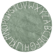 Tappeto Verde Cotone ø 120 cm Rotondo fatto a mano con alfabeto stile Boho Soggiorno Bambini Camera dei bambini
