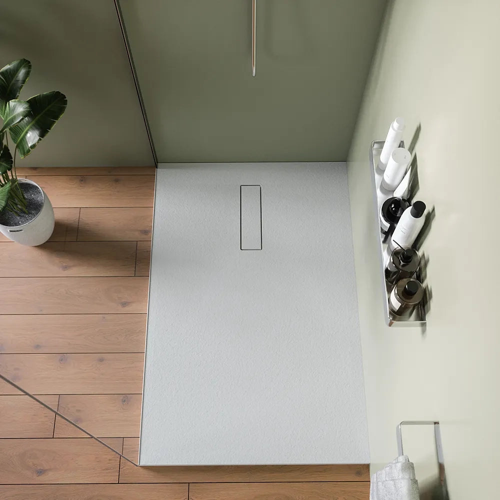 Piatto doccia 80x120 cm in marmoresina bianco effetto pietra | Merlera