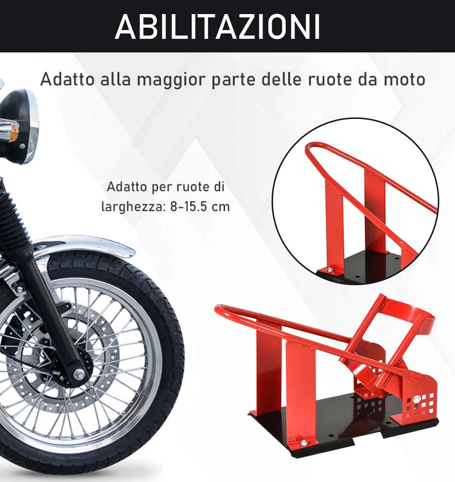 Cavalletto Alzamoto Anteriore 27,5x51-69x34 cm Max 450 Kg in Metallo Rosso e Nero