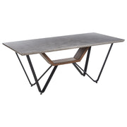 Tavolo da pranzo industriale con piano in MDF impiallacciato effetto cemento gambe in metallo  180 x 90 cm stile moderno sala da pranzo