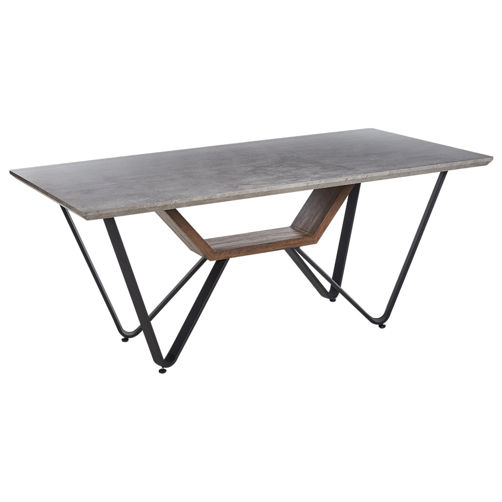 Tavolo da pranzo industriale con piano in MDF impiallacciato effetto cemento gambe in metallo  180 x 90 cm stile moderno sala da pranzo