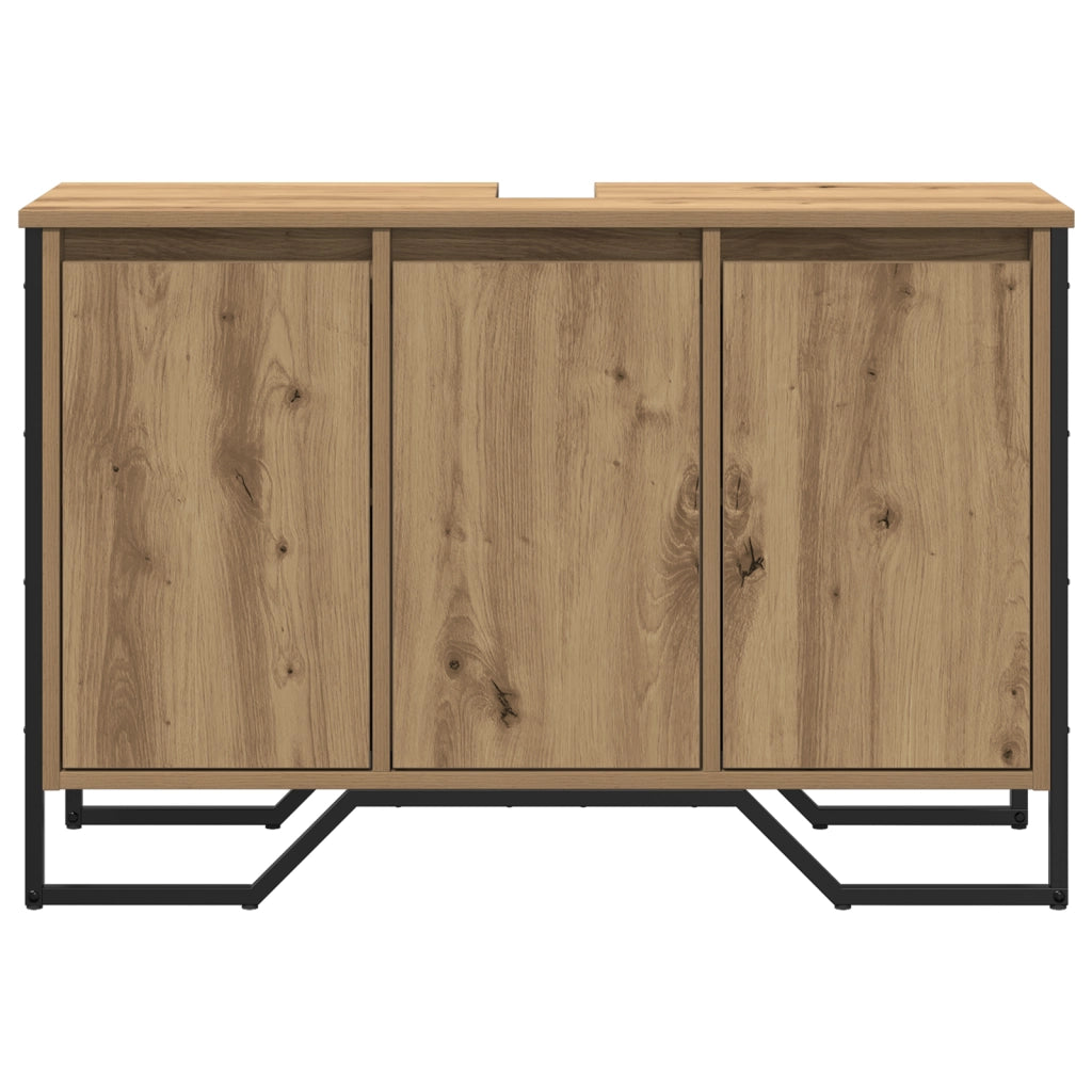 Mobiletto per Lavabo Rovere Artigianale 91x35x60 cm Legno ingegnerizzato