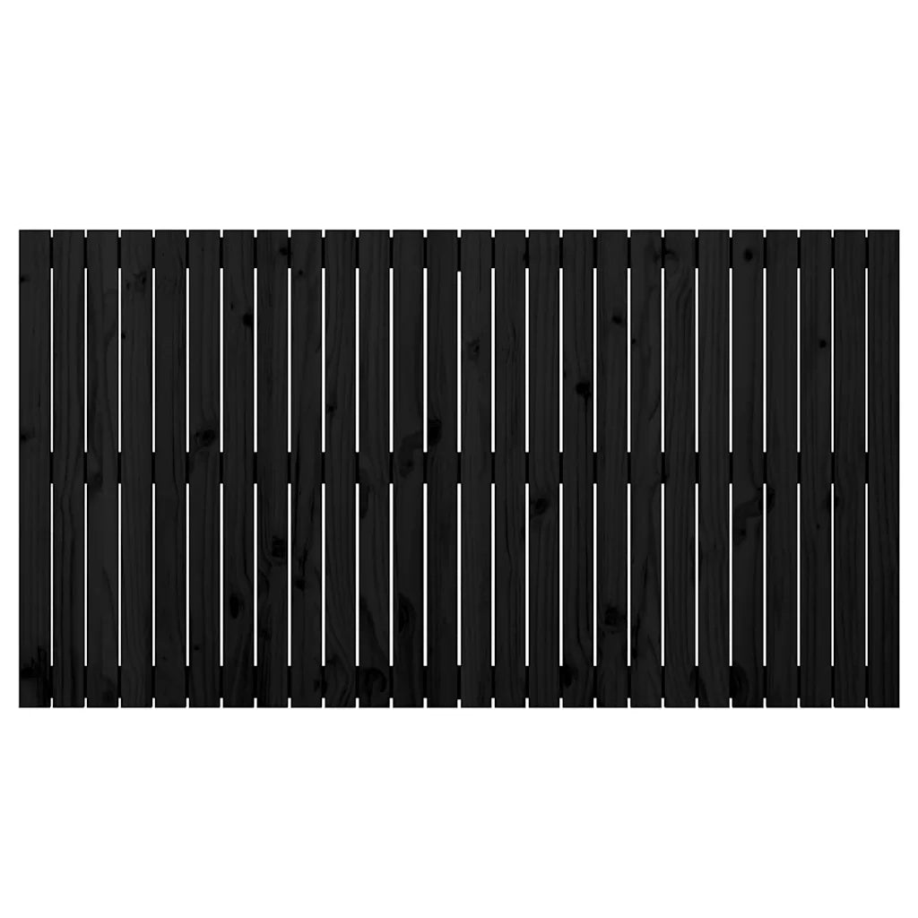 Testiera da Parete Nera 166x3x90 cm in Legno Massello di Pino 824912