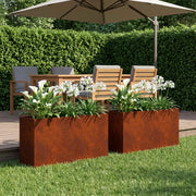 Vaso da giardino 2 pz Ruggine 80 x 30 x 40 cm Acciaio Corten 8005595
