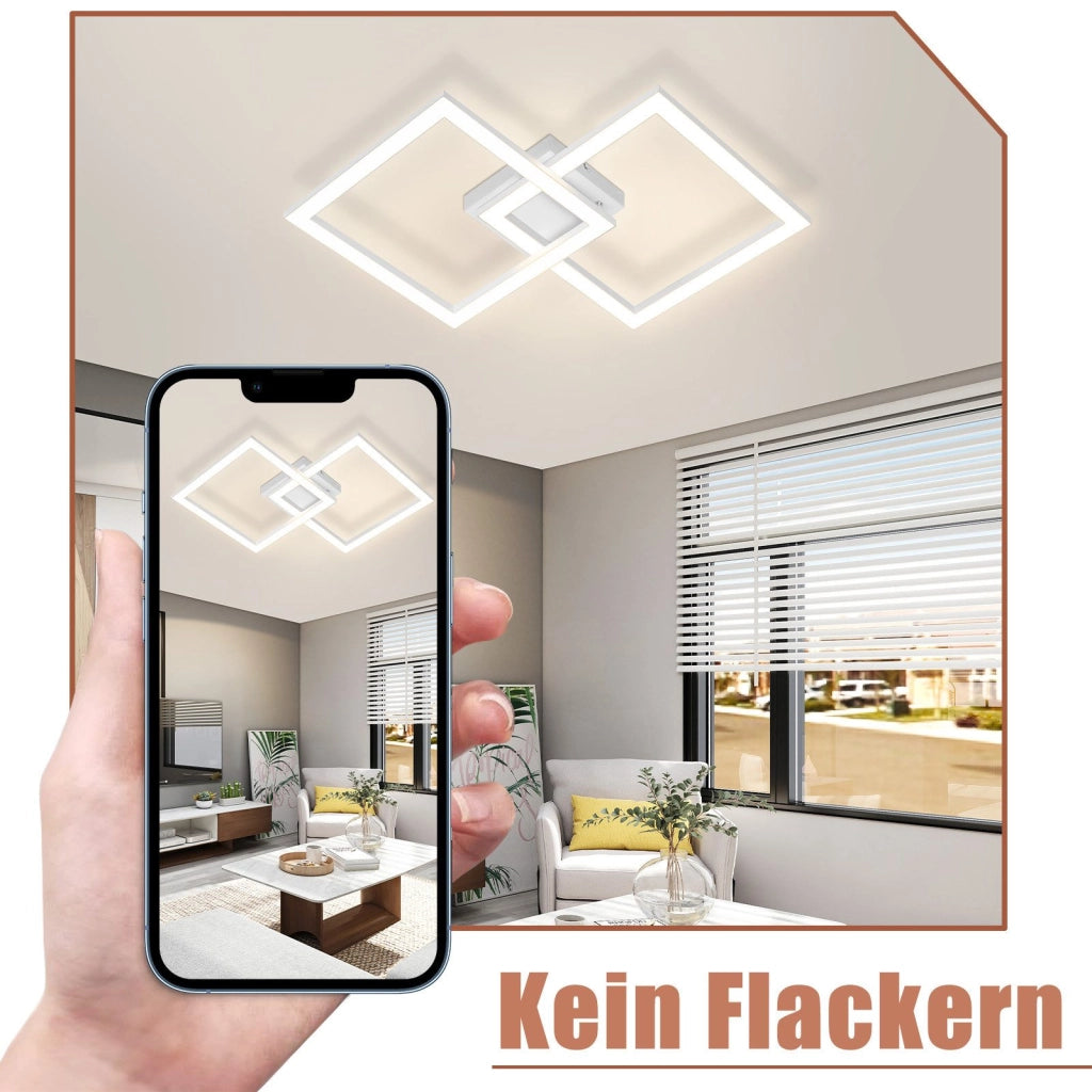 ZMH Lampada da soffitto moderna a LED quadrata nera per soggiorno e cucina 3000K