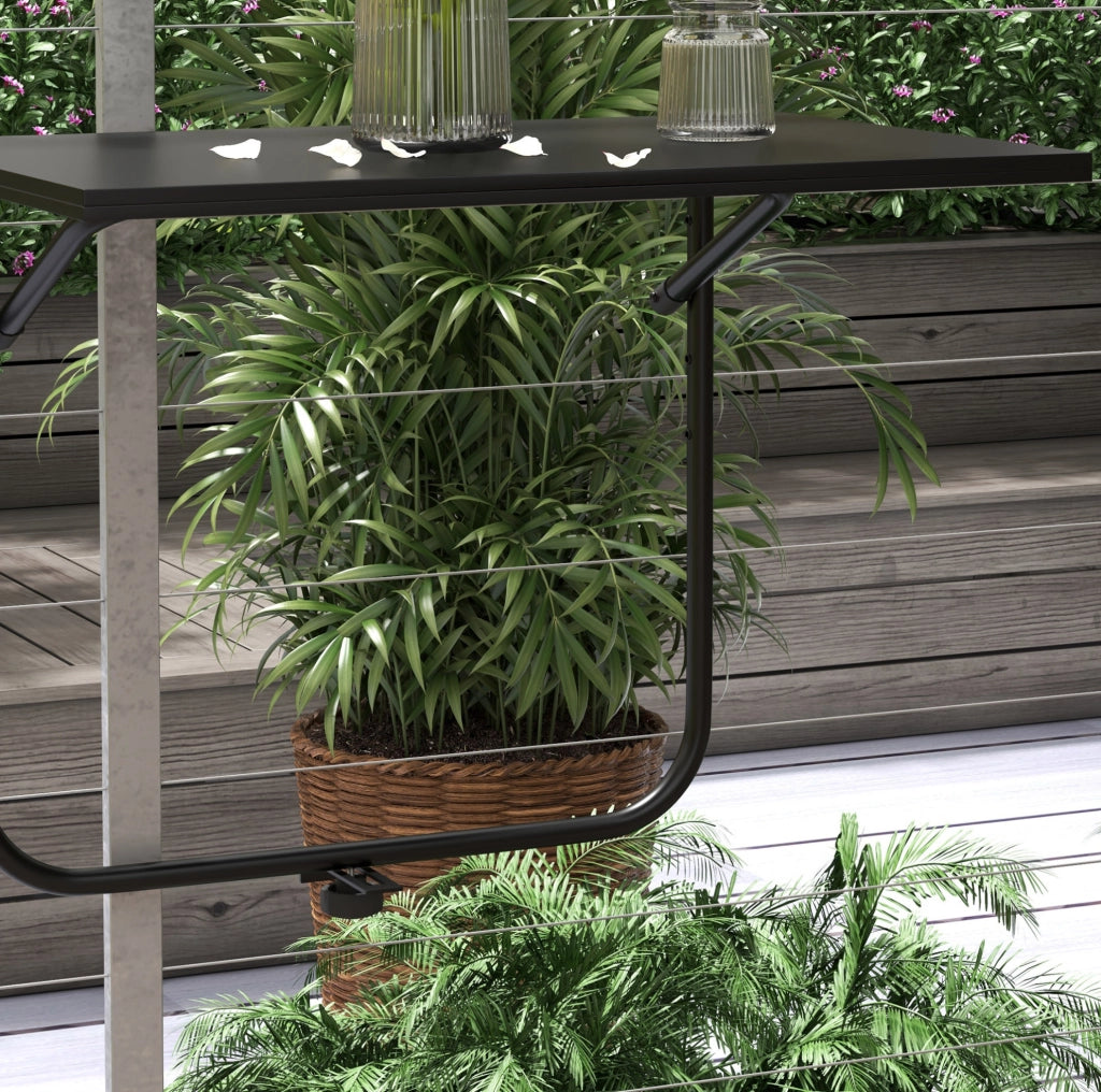 Tavolo da balcone nero 62 x 60 x 85;5 cm in metallo; altezza regolabile