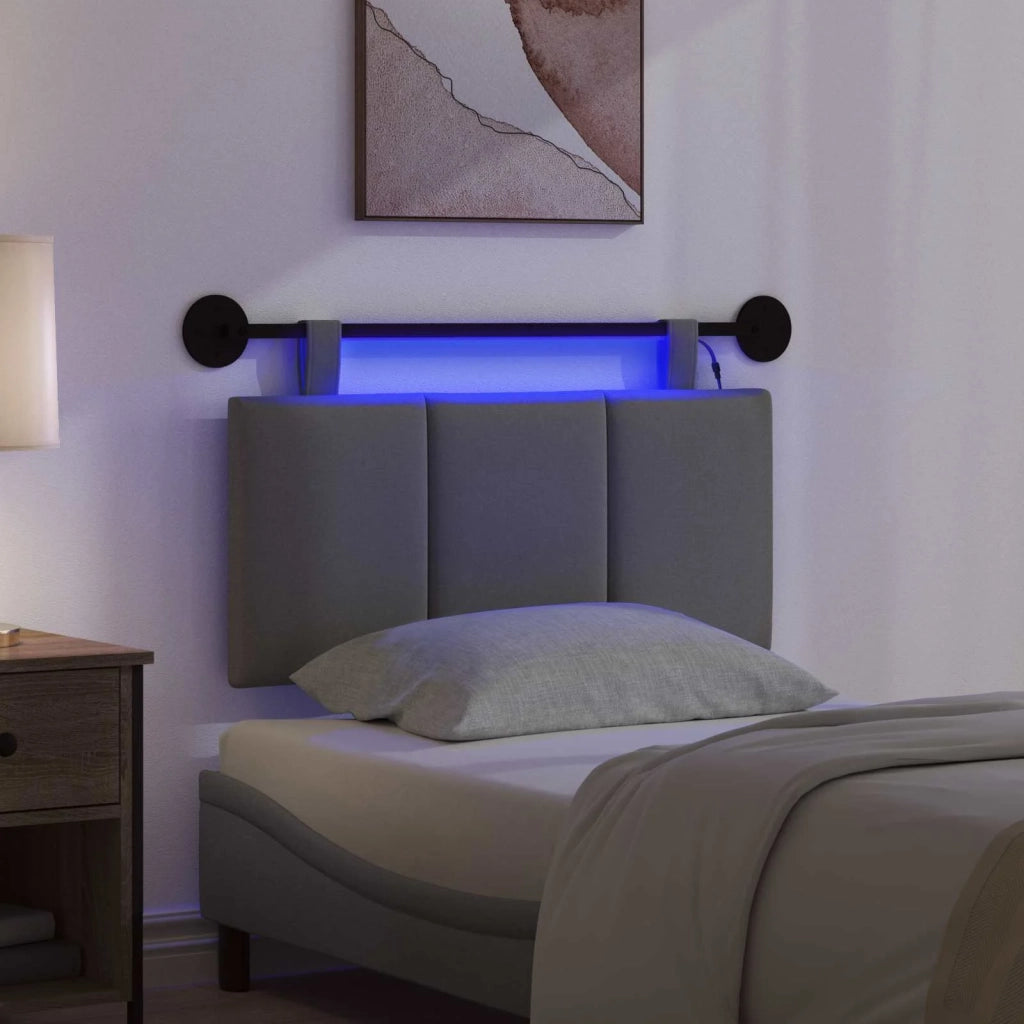 Testiera | Testata sospesa Con luce LED Grigio Scuro Tessuto